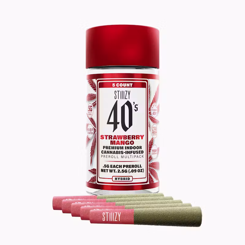 - STRAWBERRY MANGO - .5G 40's Infused Preroll 5 Pack