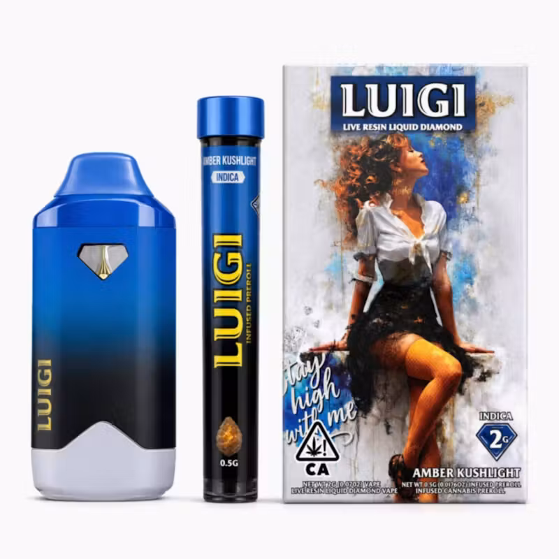 Luigi Vape-Amber Kushlight 2Gram Disposable | Series 8 + Pre-Roll