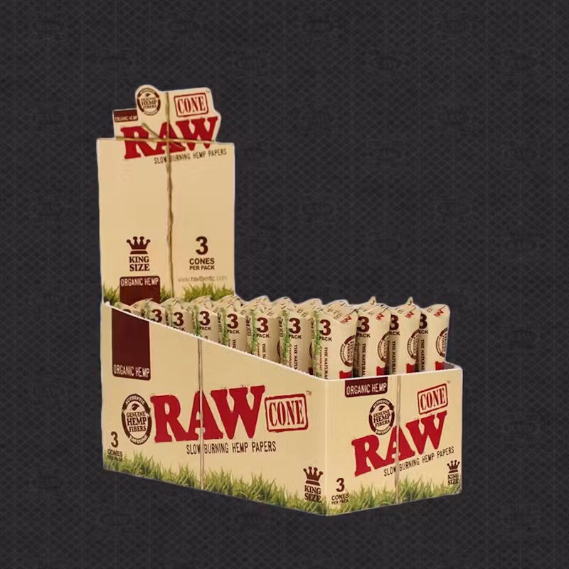 RAW Organic Hemp Kingsize Cones | 3 Cone Pack